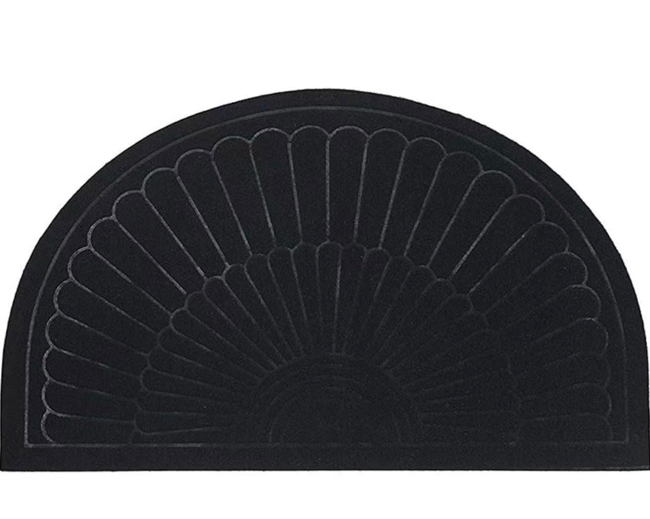 Rubber Doormat Half Round, Non-Slip, Absorbent,18" x 30"