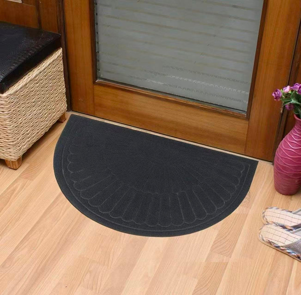 Rubber Doormat Half Round, Non-Slip, Absorbent,18" x 30"