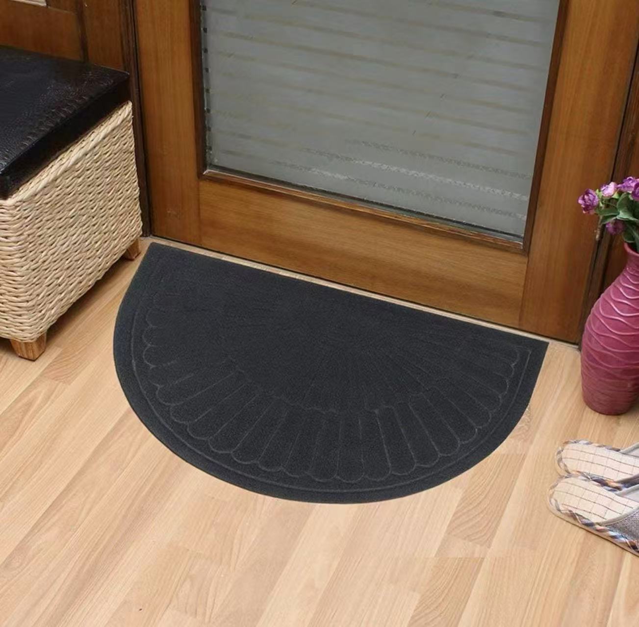 Rubber Doormat Half Round, Non-Slip, Absorbent,18" x 30"