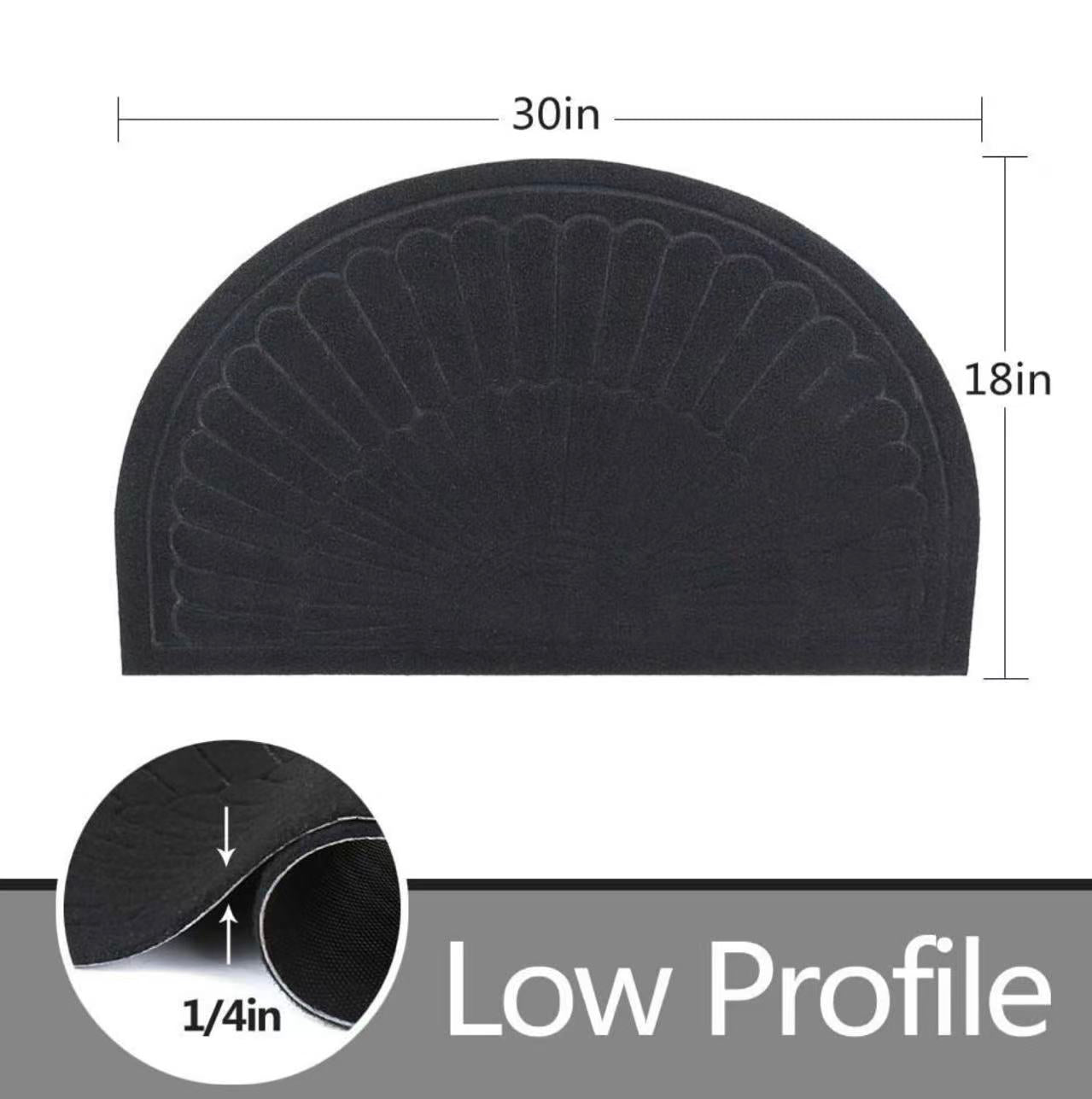 Rubber Doormat Half Round, Non-Slip, Absorbent,18" x 30"