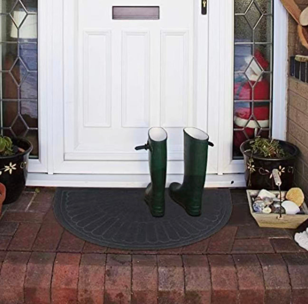 Rubber Doormat Half Round, Non-Slip, Absorbent,18" x 30"
