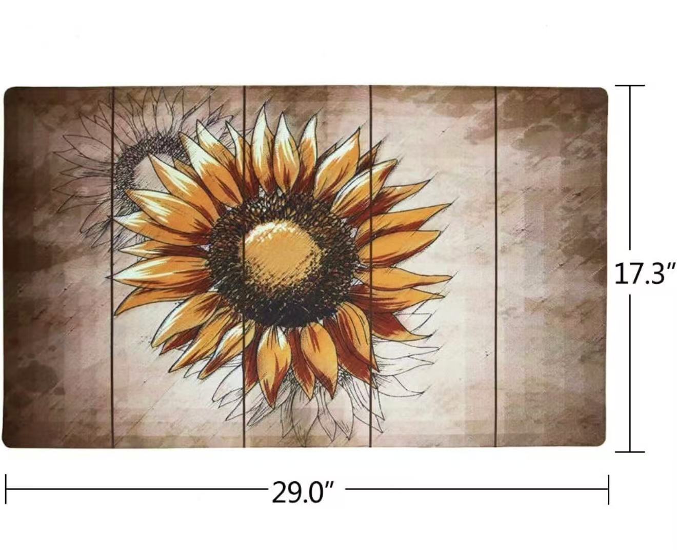 Sunflower Welcome Door Mat - Non-Slip Rubber Mat 17.3x29 Indoor Outdoor