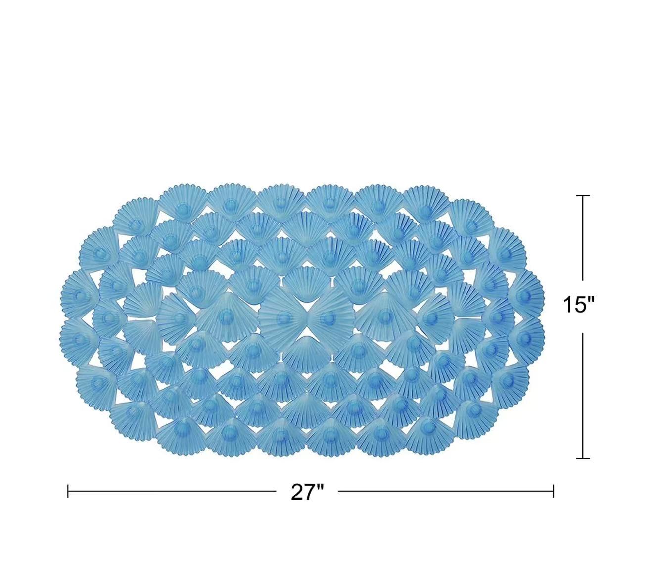 Non-slip Bathtub Mat: 27" x 15", designed for smooth, non-textured tubs. Machine Washable: Oval shape with suction cups for a secure fit in the bathtub or shower stall.