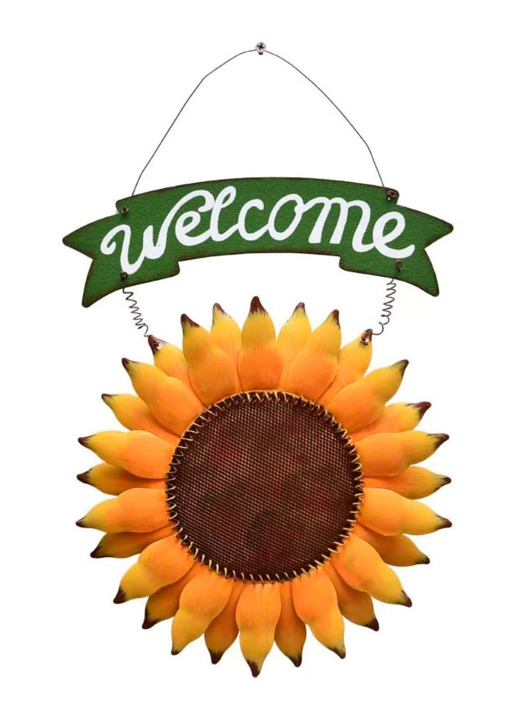 Sunflower Welcome Sign: Garden-themed metal sign, perfect for front door or wall decor. Durable & Charming: Adds a warm, welcoming touch to your home and garden.