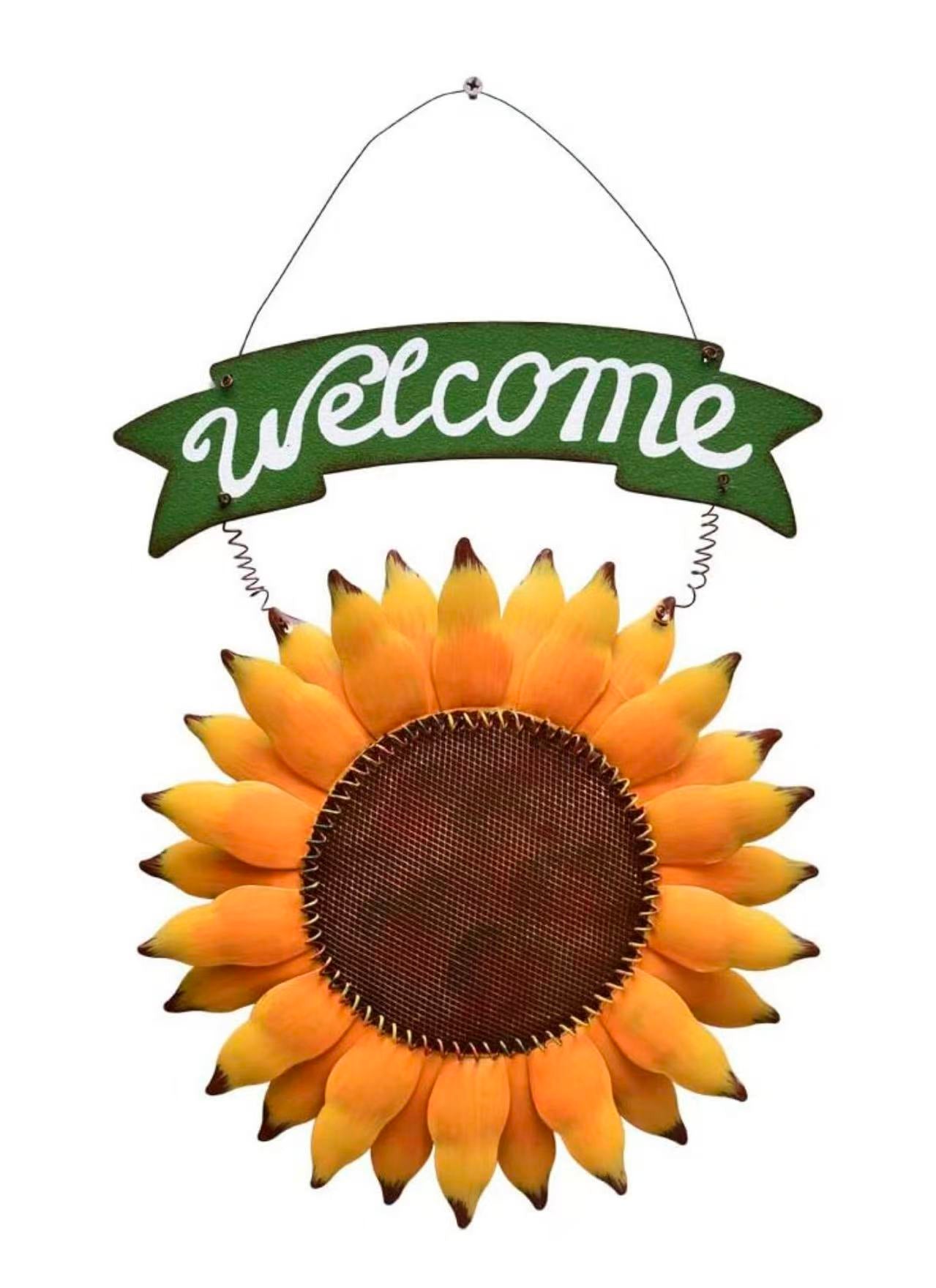 Sunflower Welcome Sign: Garden-themed metal sign, perfect for front door or wall decor. Durable & Charming: Adds a warm, welcoming touch to your home and garden.