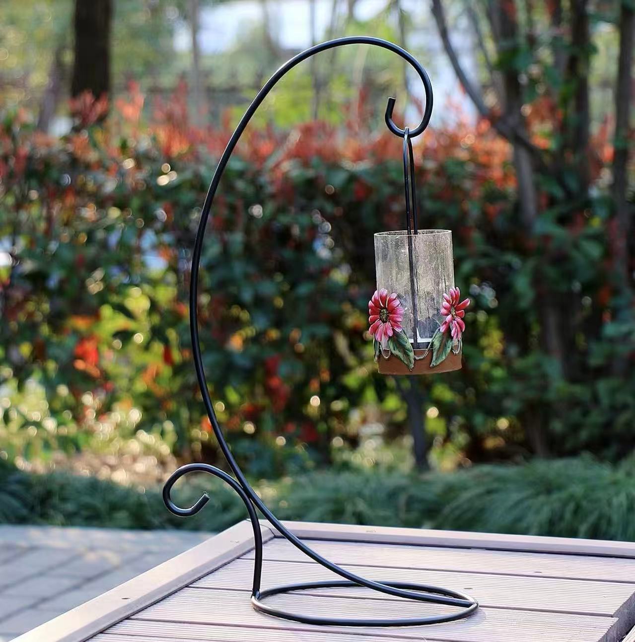 Set of 2 Black Metal Hanging Stands – Decorative Display Holders for Ornaments, Plants, and More