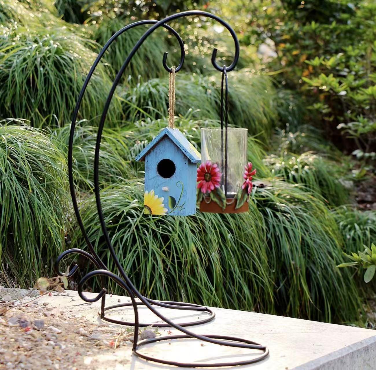 Set of 2 Black Metal Hanging Stands – Decorative Display Holders for Ornaments, Plants, and More