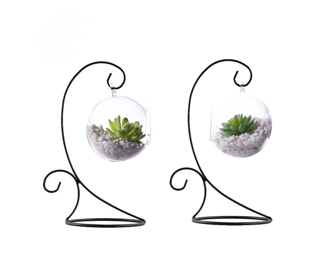 Set of 2 Small Plant & Ornament Display Stands – Hanging Stands for Terrariums, Air Plants, and More