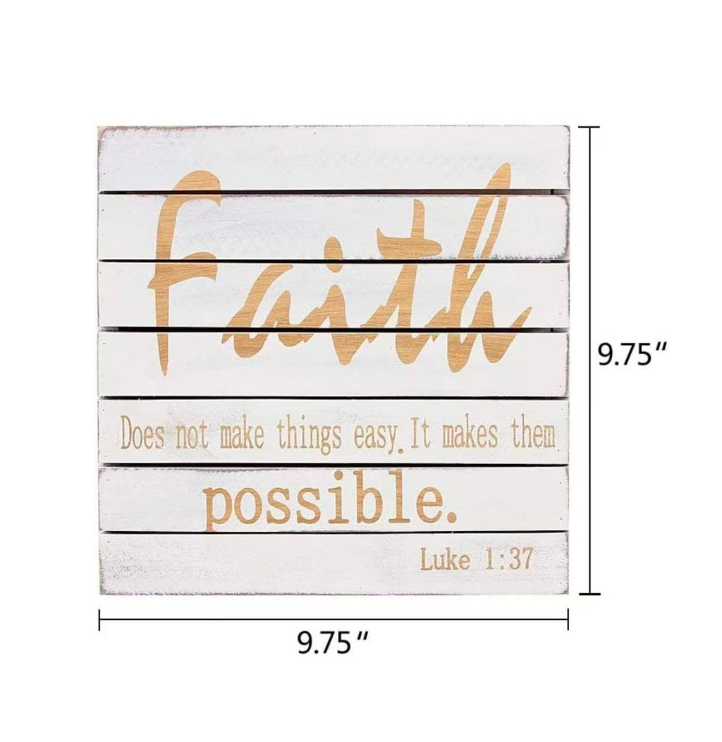 Wooden Faith Wall Plaque – Inspirational Bible Verse Christian Decor, 9.75"x9.75"