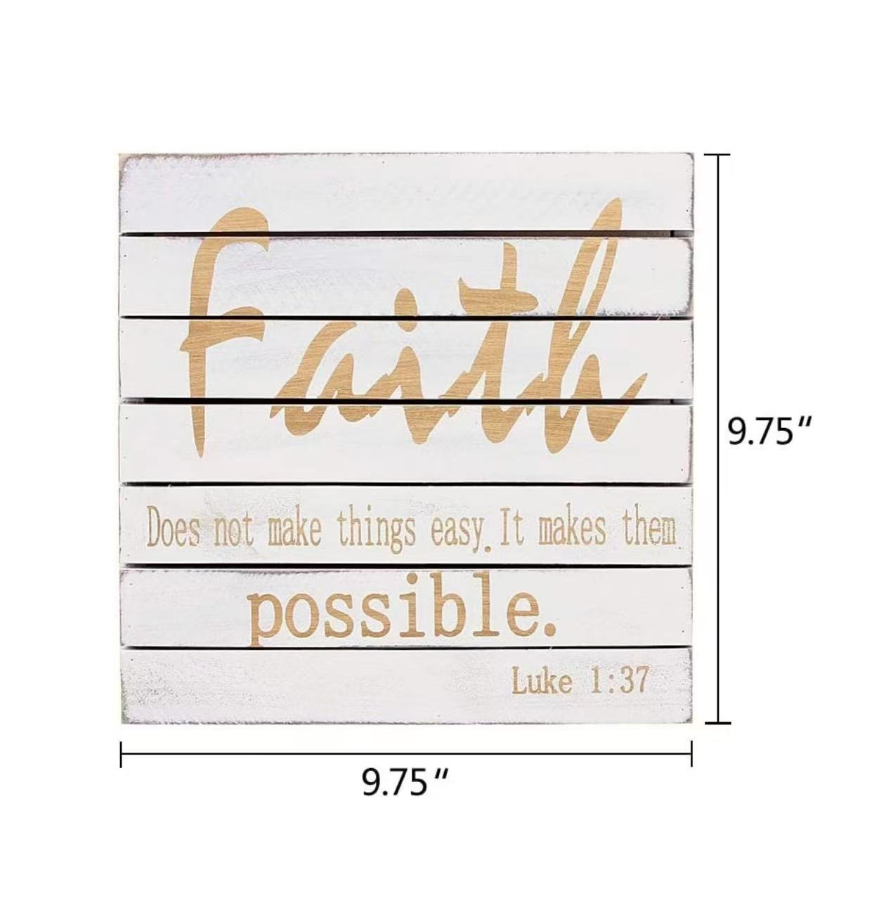 Wooden Faith Wall Plaque – Inspirational Bible Verse Christian Decor, 9.75"x9.75"