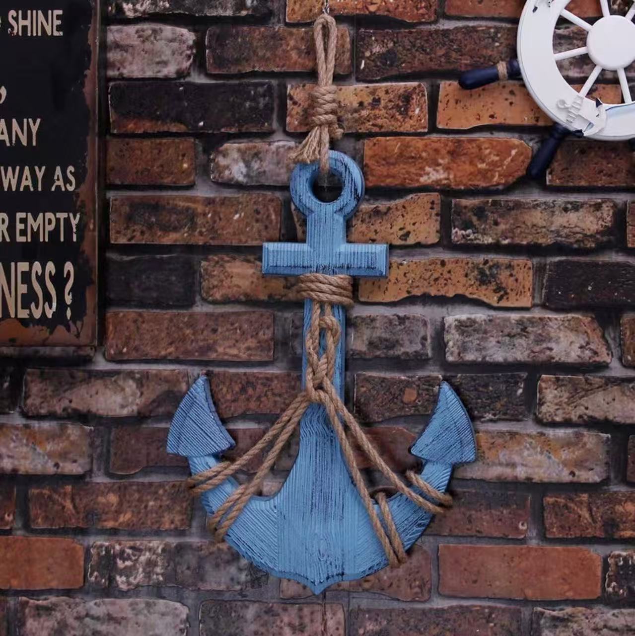 Wooden Anchor Wall Hanging – Nautical Ocean Beach Decor