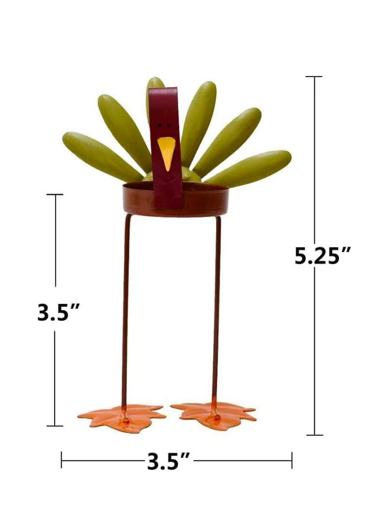 Set of 3 Decorative Turkey Candle Holders – Rustic Metal Thanksgiving Tealight Centerpieces