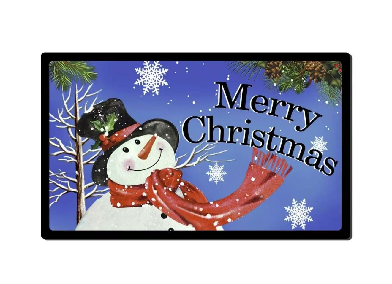 Christmas Snowman Doormat – Non-Slip Blue Holiday Welcome Mat