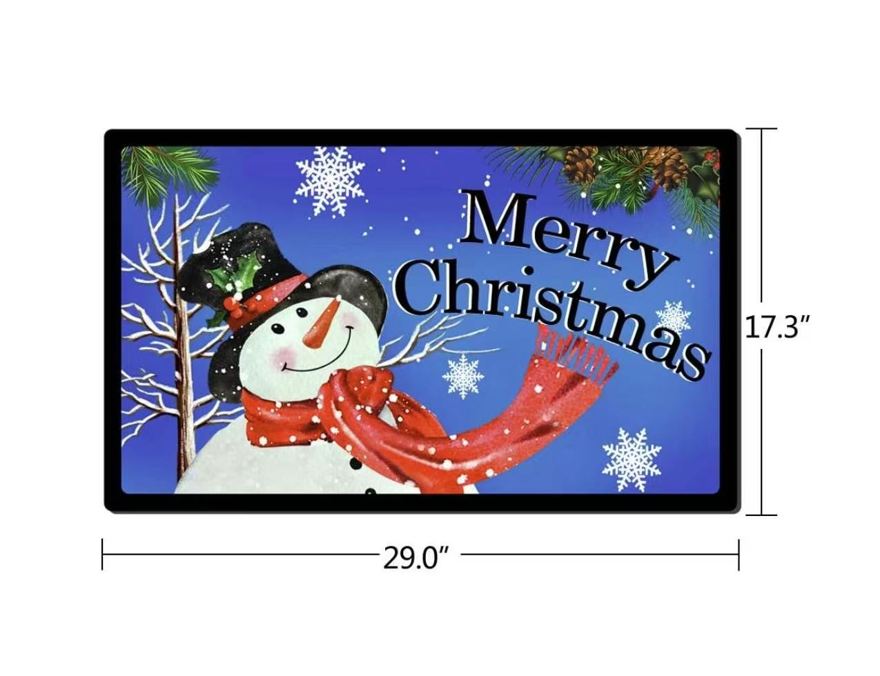 Christmas Snowman Doormat – Non-Slip Blue Holiday Welcome Mat
