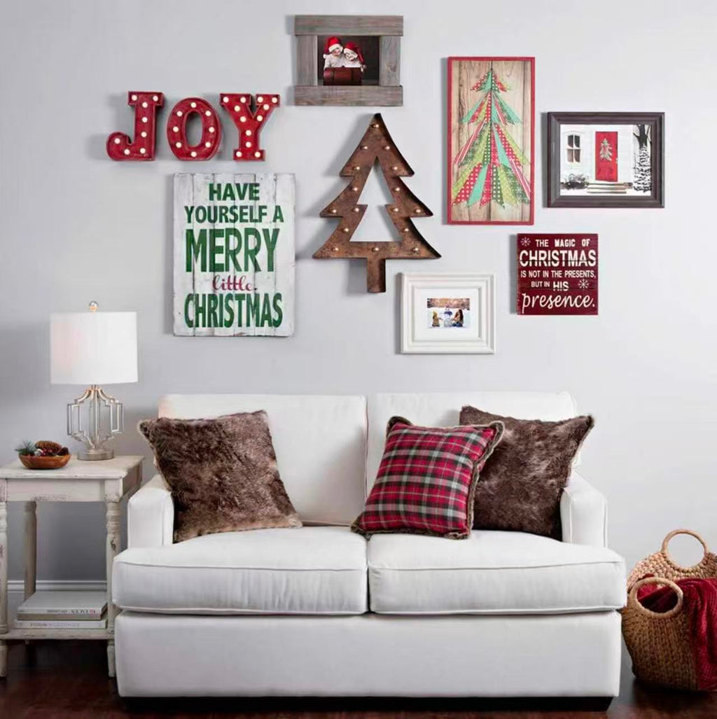 Rustic Christmas Wood Plaque – "The Magic of Christmas" Hanging Wall Decor