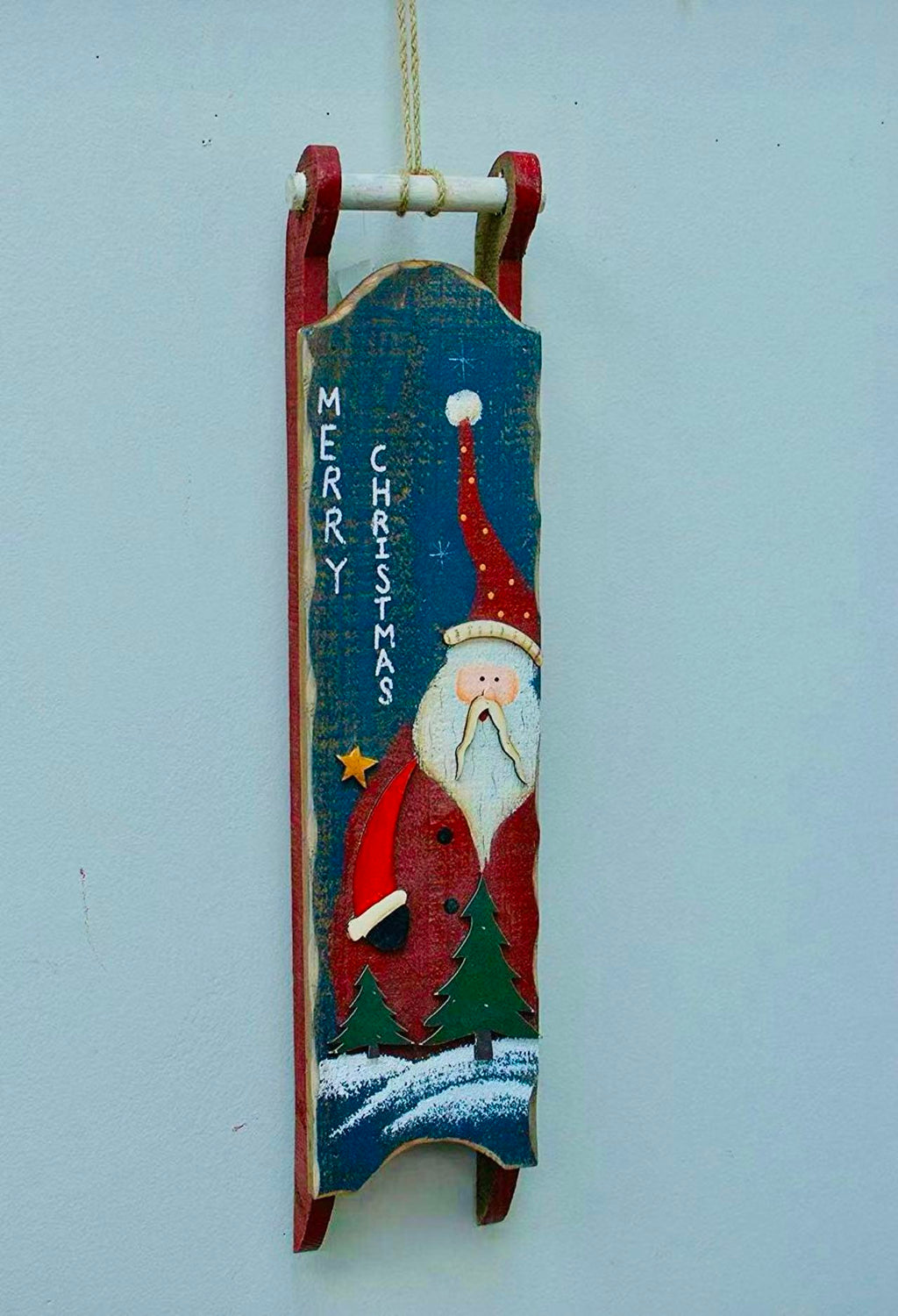 Rustic Christmas Wood Sleigh Decor – Set of 2