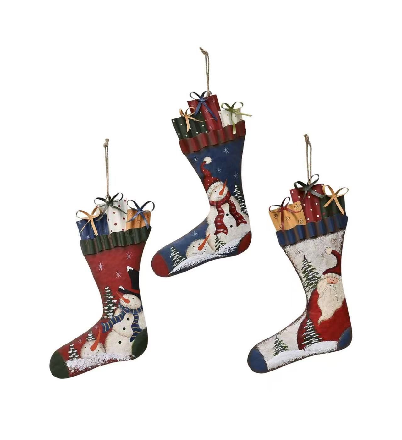 Rustic Metal Christmas Stocking Sign 12.5" x 8"