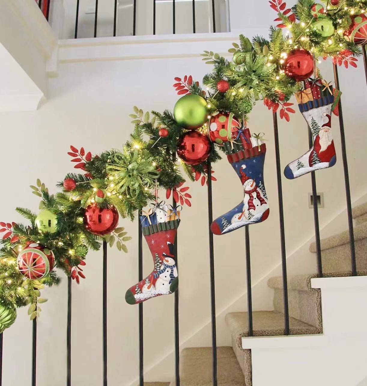 Rustic Metal Christmas Stocking Sign 12.5" x 8"
