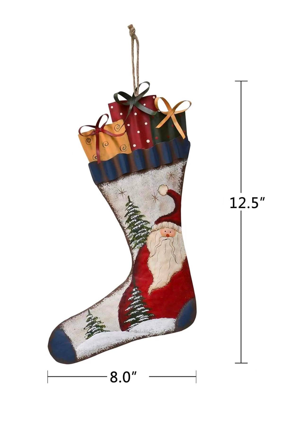 Rustic Metal Christmas Stocking Sign 12.5" x 8"