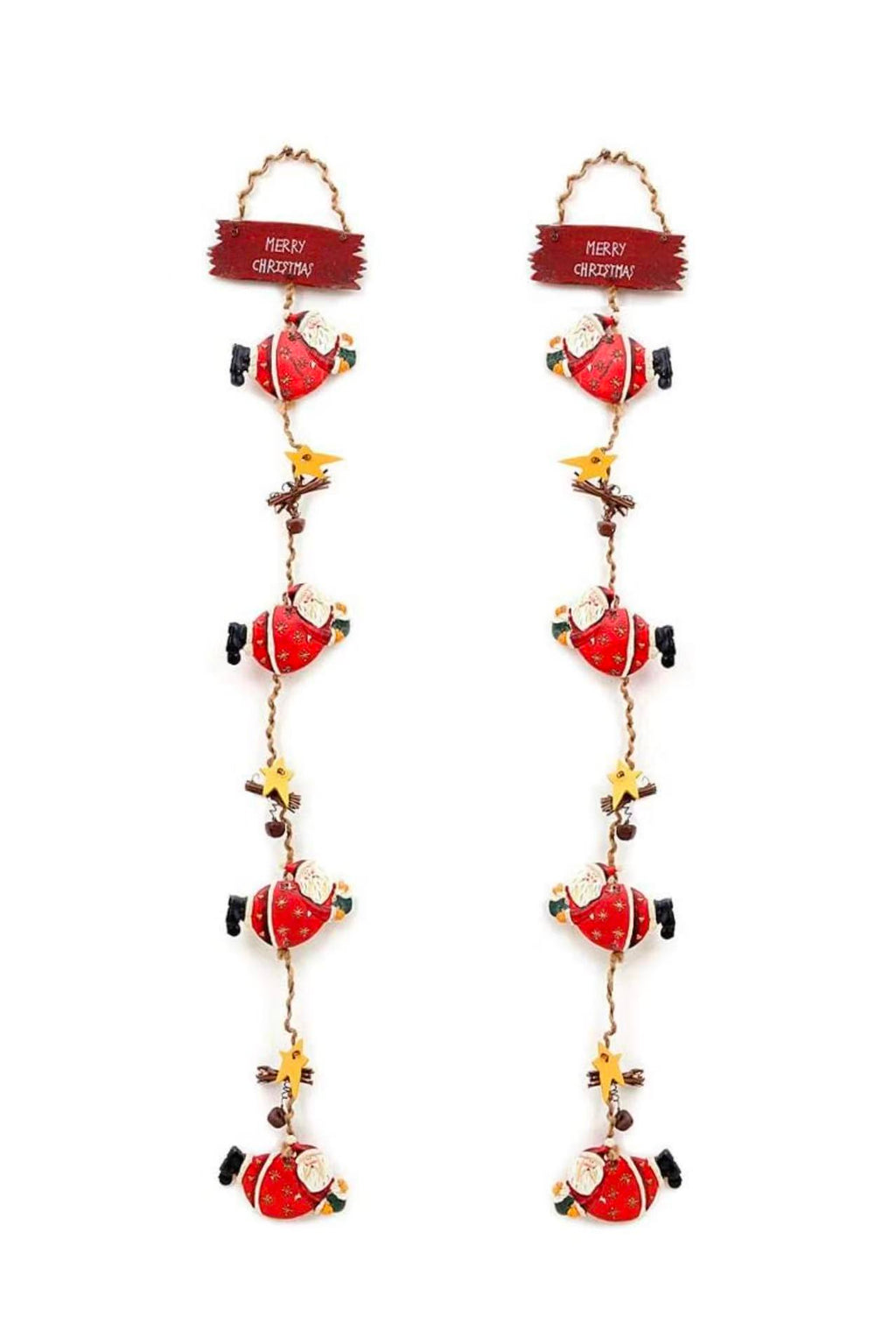 Christmas Santa Garland Hanging Ornament Resin Santa Decor Set of 2,21X2.25Inch（E）