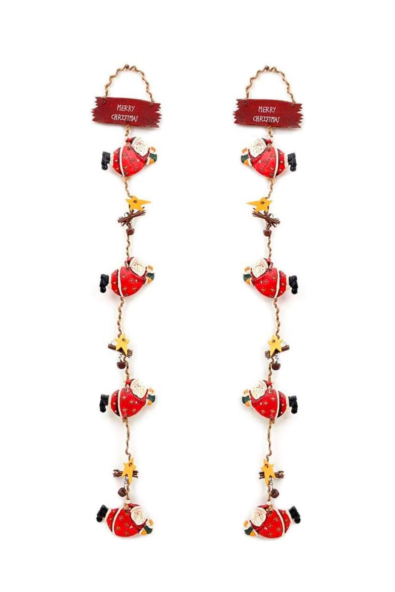 Christmas Santa Garland Hanging Ornament Resin Santa Decor Set of 2,21X2.25Inch（E）