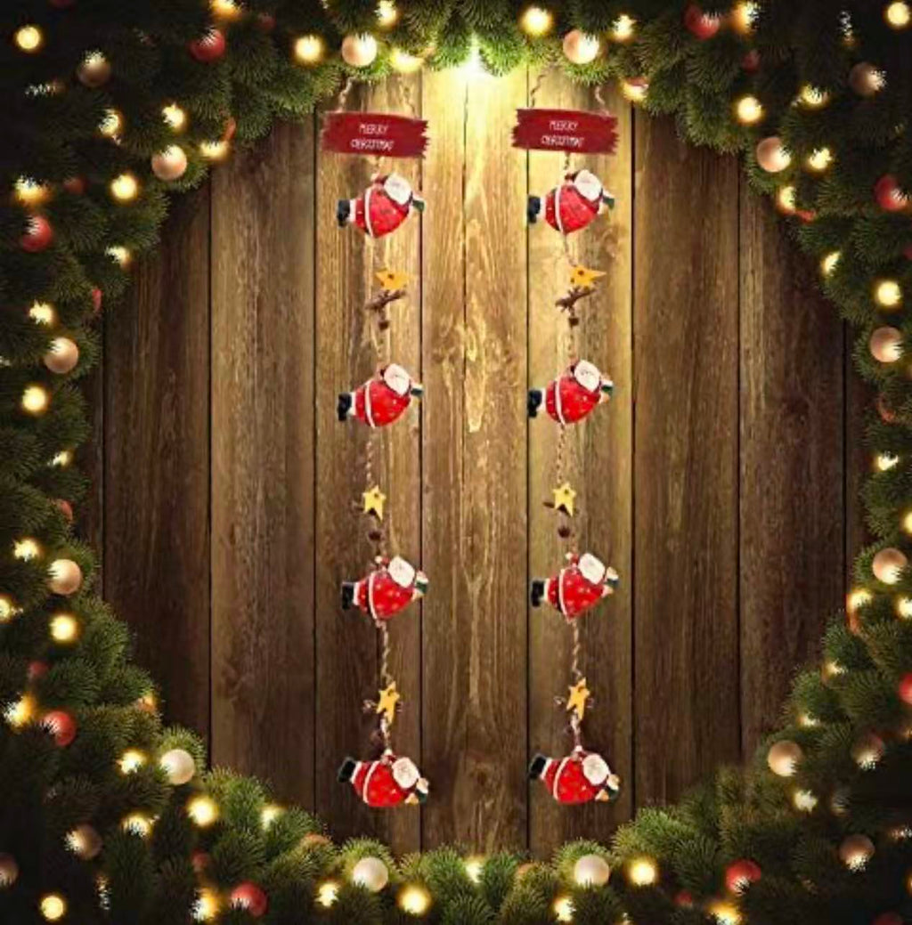 Christmas Santa Garland Hanging Ornament Resin Santa Decor Set of 2,21X2.25Inch（E）