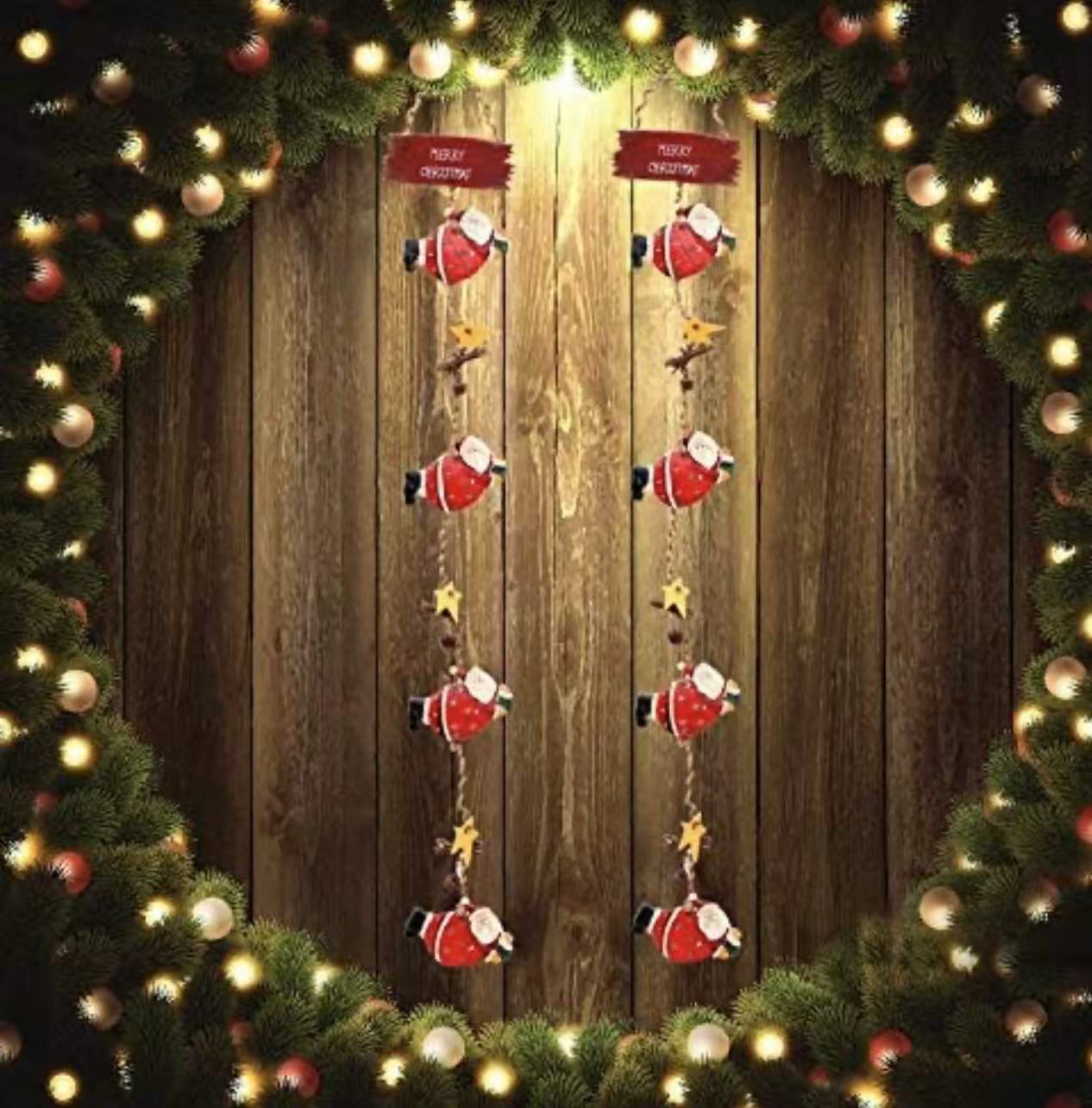 Christmas Santa Garland Hanging Ornament Resin Santa Decor Set of 2,21X2.25Inch（E）