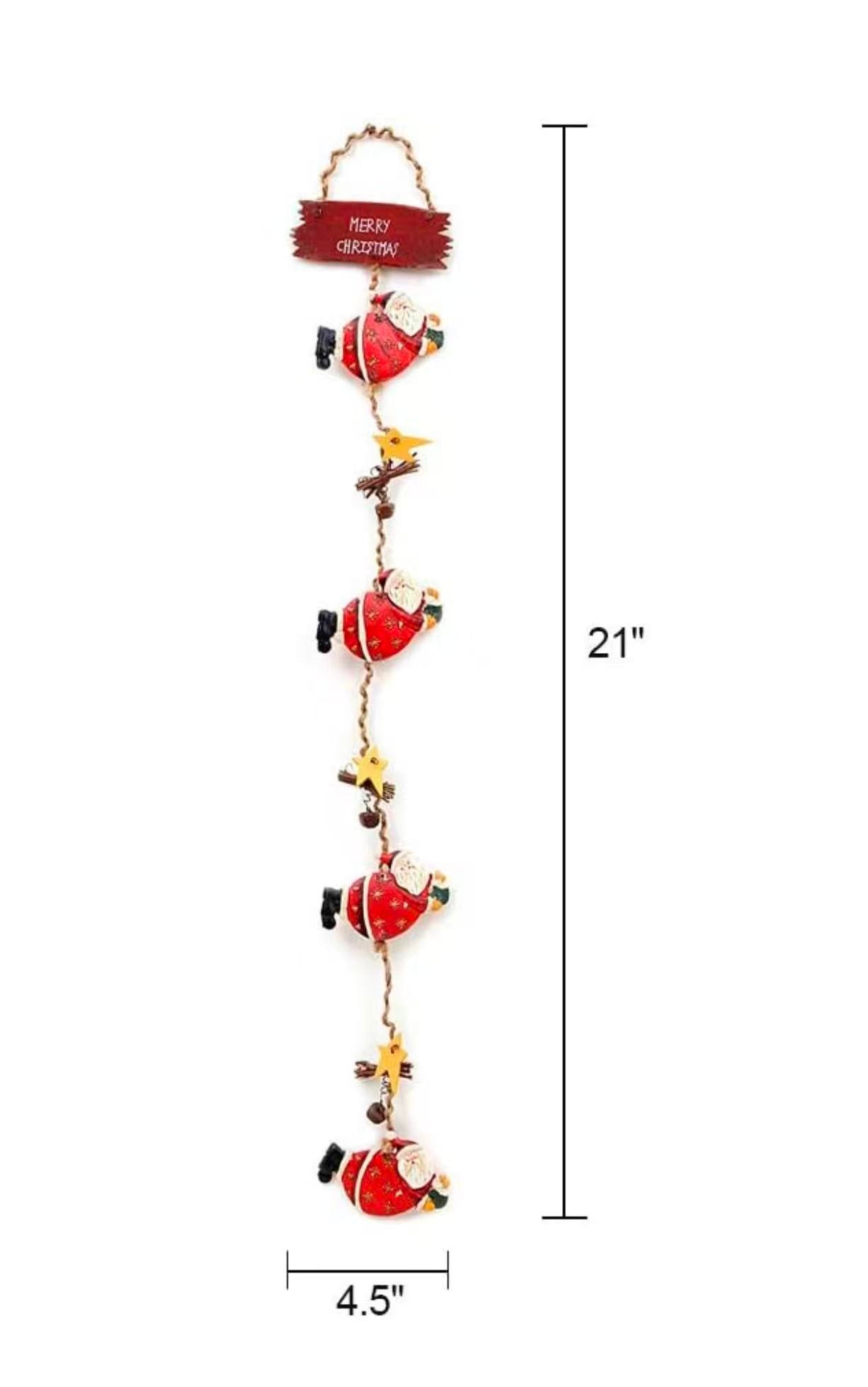 Christmas Santa Garland Hanging Ornament Resin Santa Decor Set of 2,21X2.25Inch（E）
