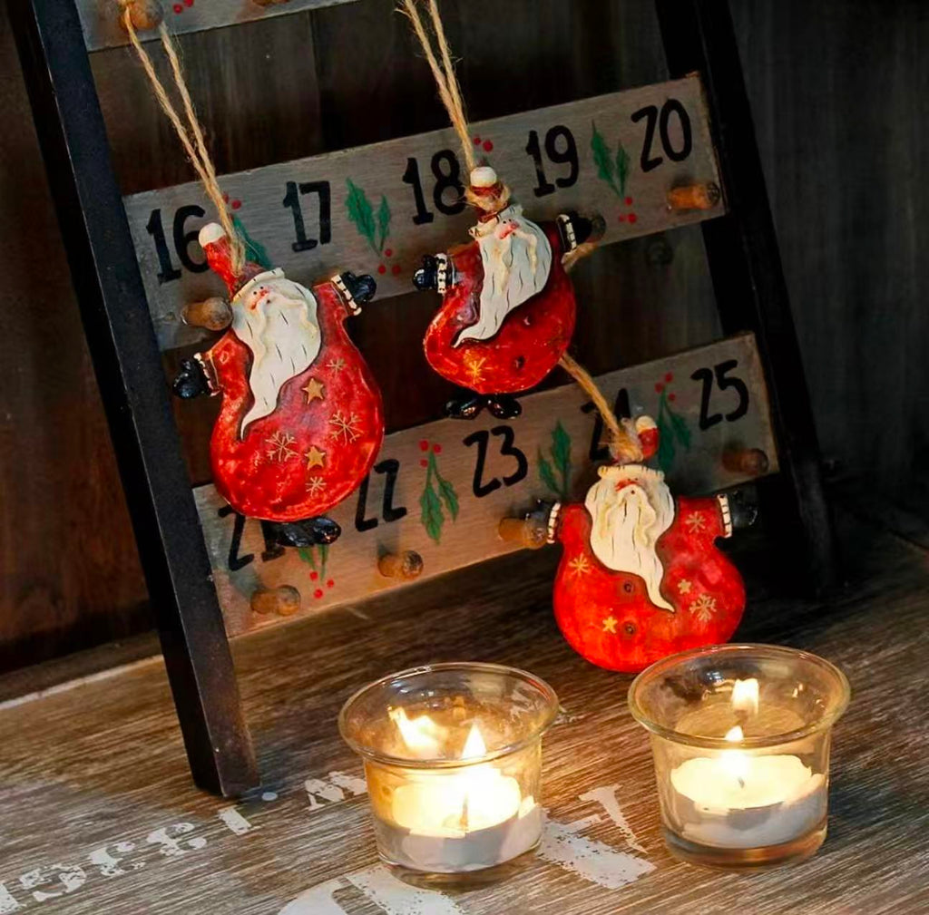 Christmas Santa Hanging Ornament Resin Snowman Decor Set of 6,3X2.5Inch