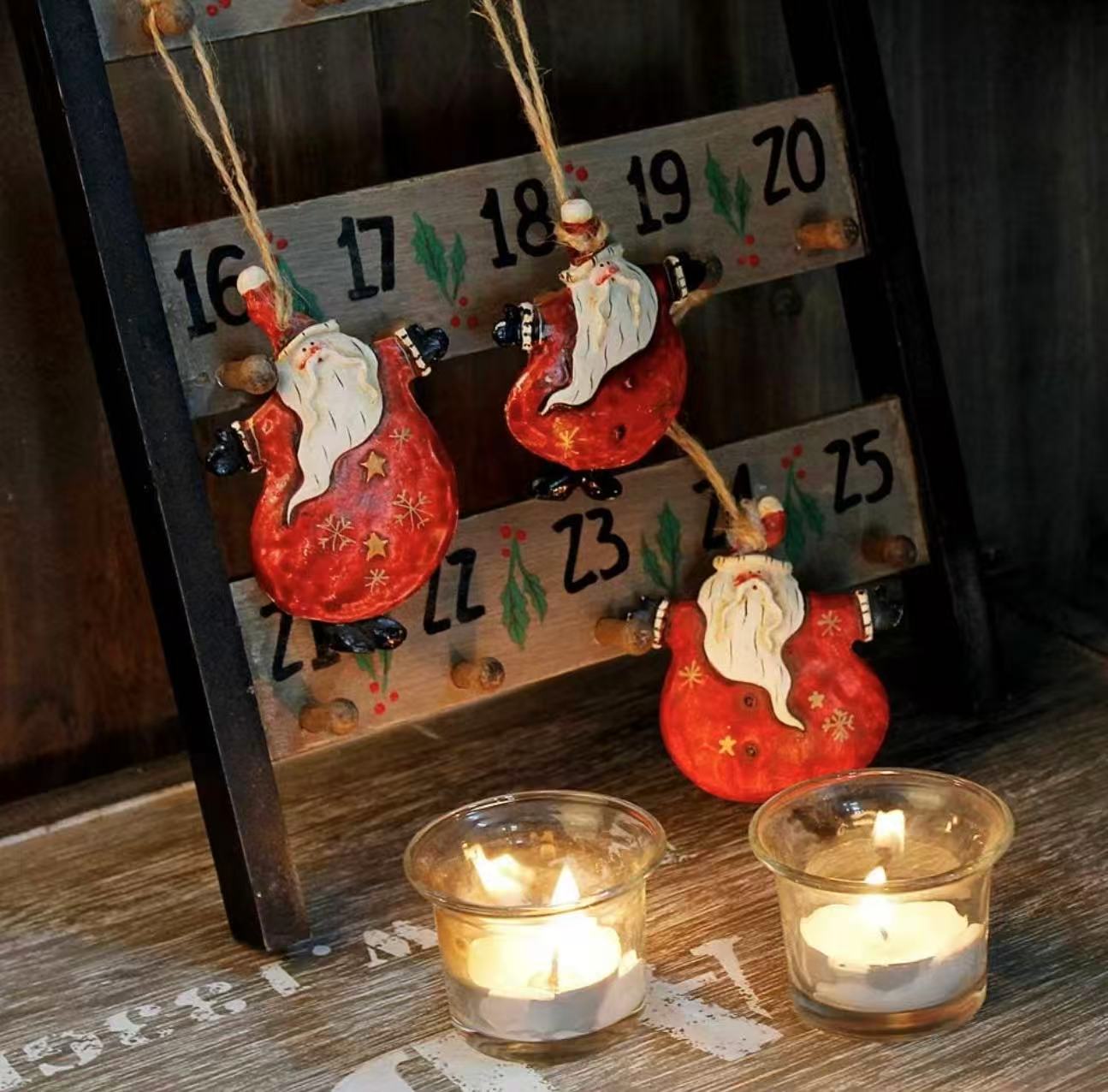 Christmas Santa Hanging Ornament Resin Snowman Decor Set of 6,3X2.5Inch