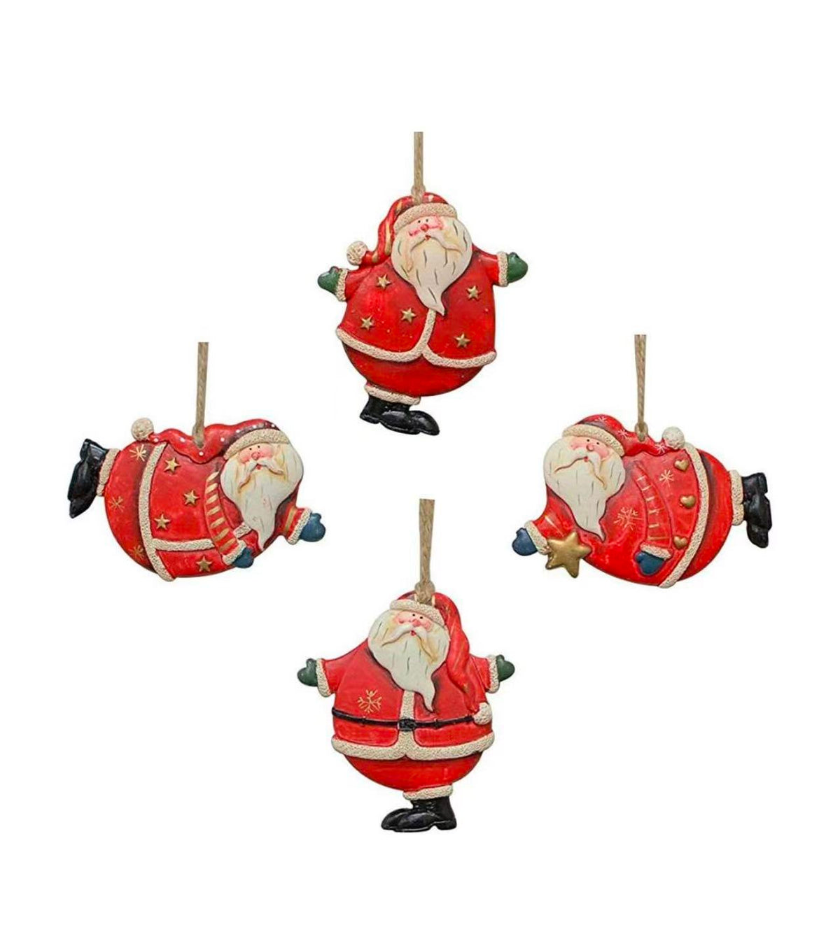 Christmas Santa Hanging Ornament Resin Santa Decor Set of 4,4X3Inch Wall Door Hanging Decoration Party Decor Xmas Gifts