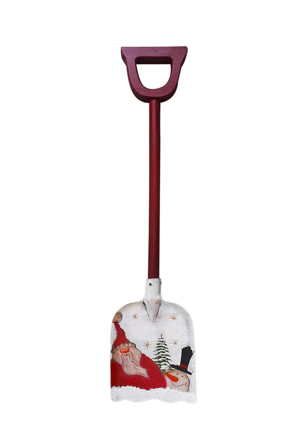 Snow Shovel for Kids Christmas Decoration,23x 5Inch Small Metal Shovel Wood Handle Garden Tool with Decorative Christmas Santa Pattern Xmas Gift for Children (Santa Shovel)