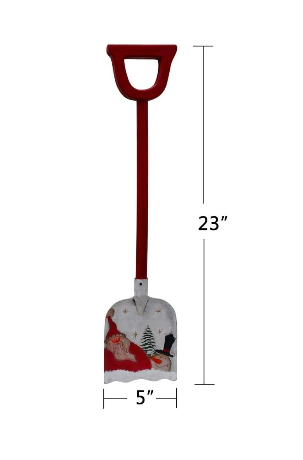 Snow Shovel for Kids Christmas Decoration,23x 5Inch Small Metal Shovel Wood Handle Garden Tool with Decorative Christmas Santa Pattern Xmas Gift for Children (Santa Shovel)
