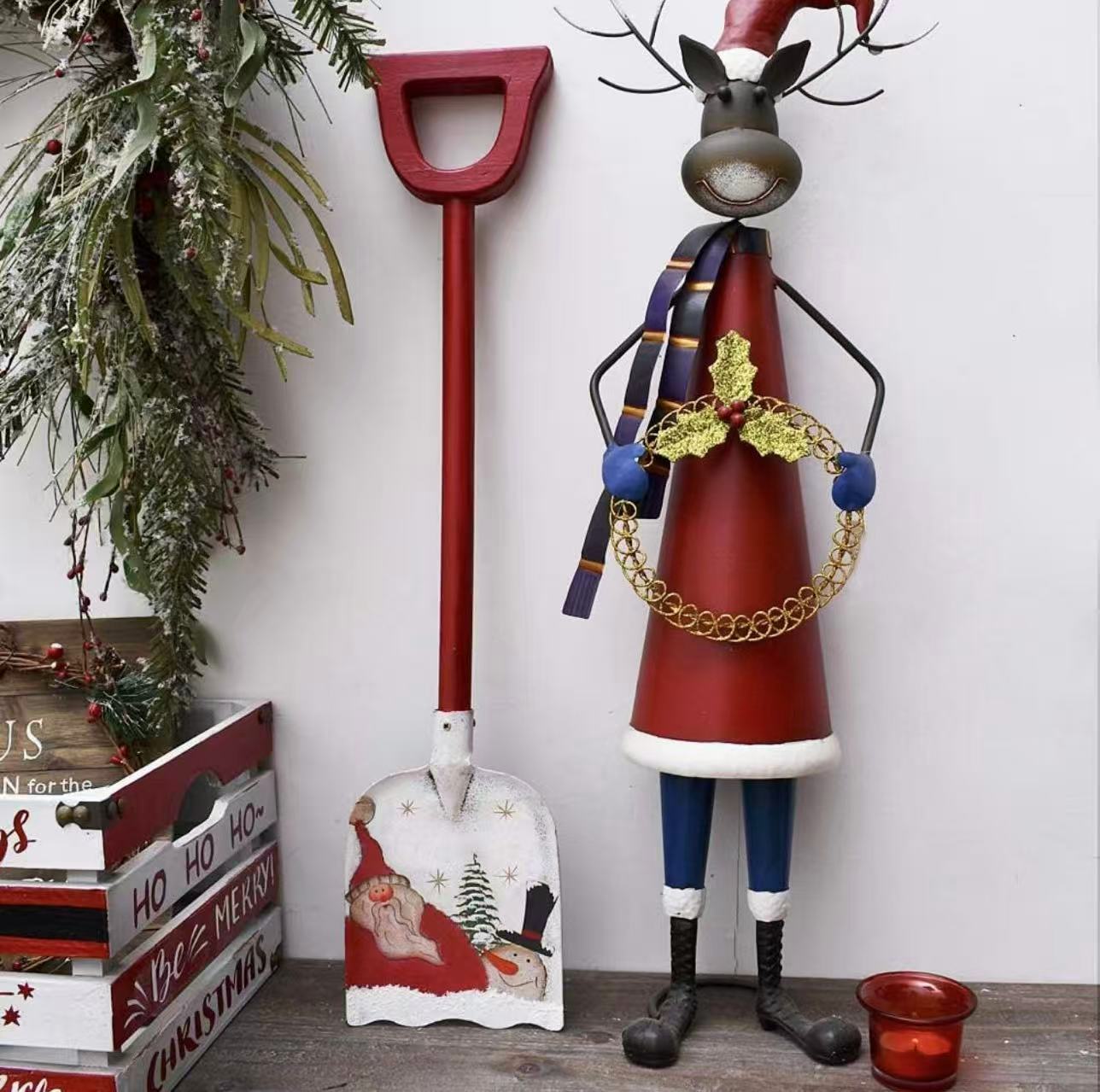 Snow Shovel for Kids Christmas Decoration Set of 2,23x 5Inch Small Metal Shovel Wood Handle(2 Pack)