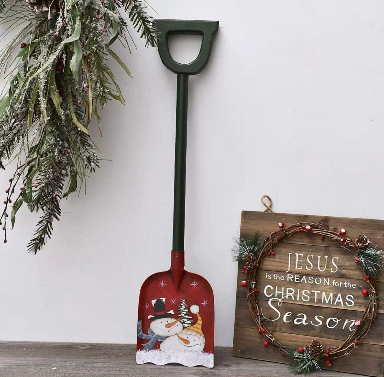 Snow Shovel for Kids Christmas Decoration Set of 2,23x 5Inch Small Metal Shovel Wood Handle(2 Pack)
