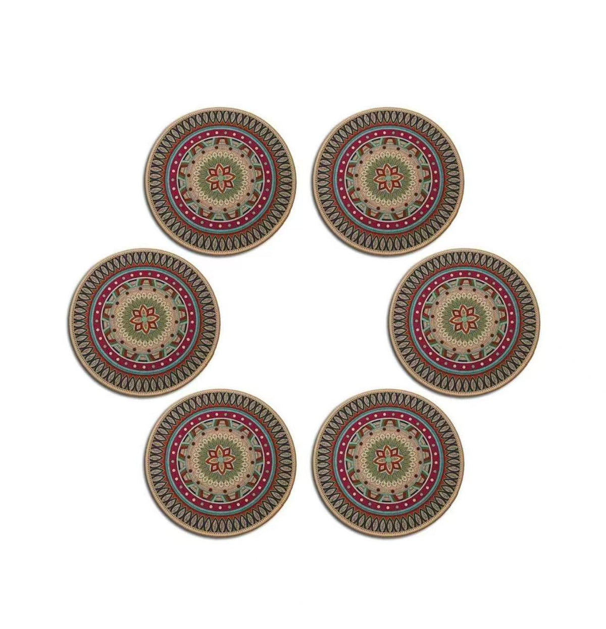 6pcs 8.5" Round Plant Coaster Mat for Gardening Indoor Outdoor Flowerpots Pad Non-Slip Plant Mats for House Plants Dark Red