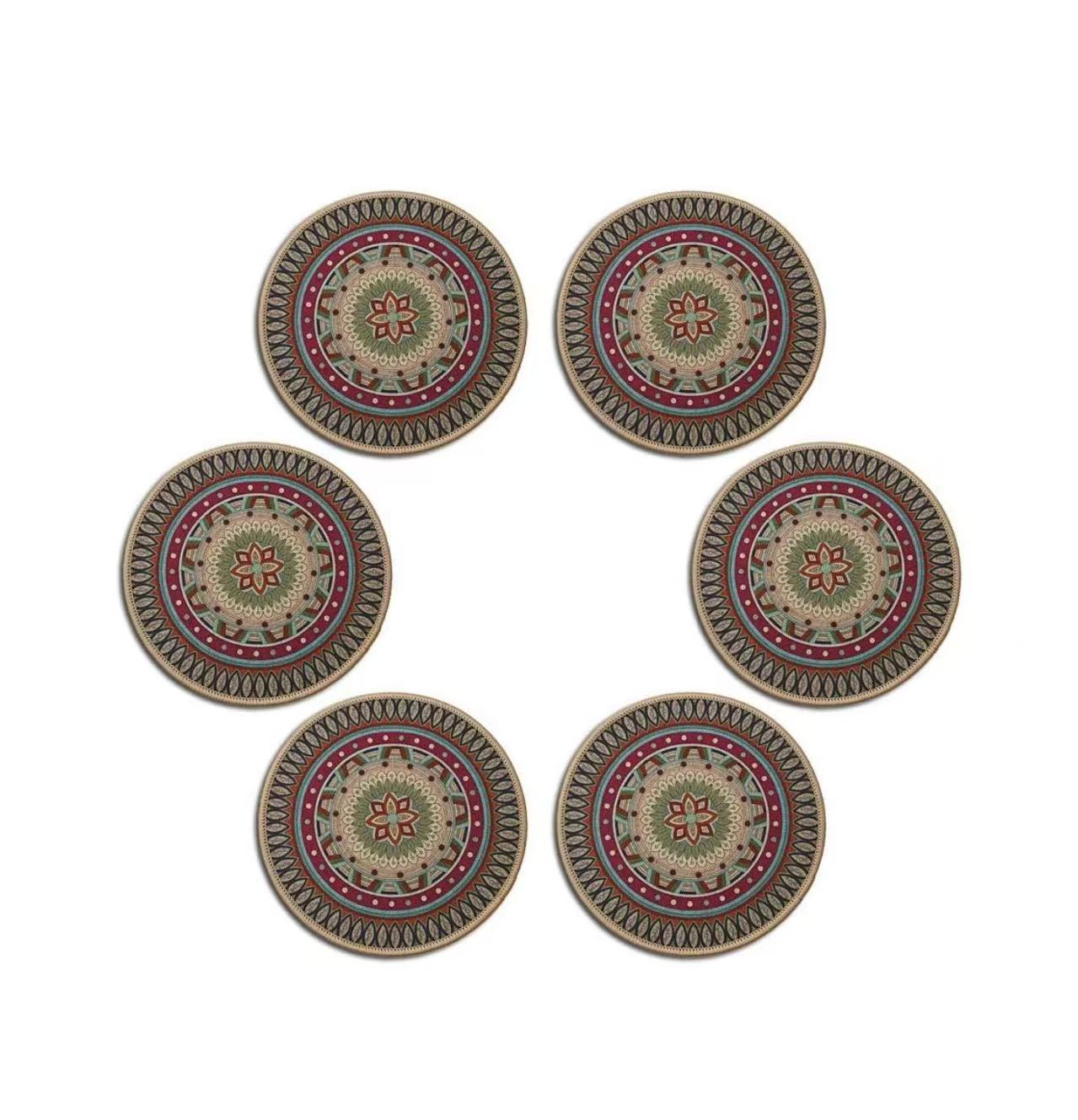 6pcs 8.5" Round Plant Coaster Mat for Gardening Indoor Outdoor Flowerpots Pad Non-Slip Plant Mats for House Plants Dark Red