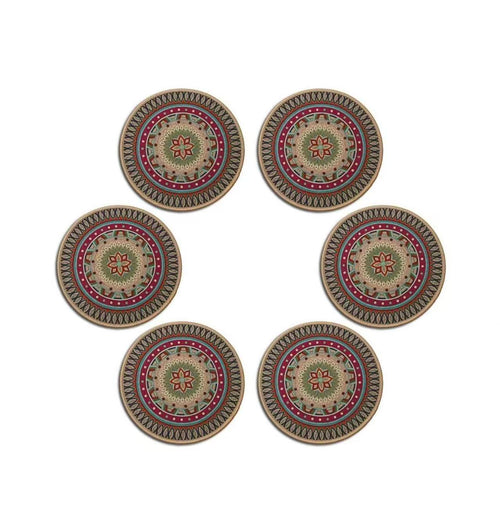 6pcs 8.5" Round Plant Coaster Mat for Gardening Indoor Outdoor Flowerpots Pad Non-Slip Plant Mats for House Plants Dark Red