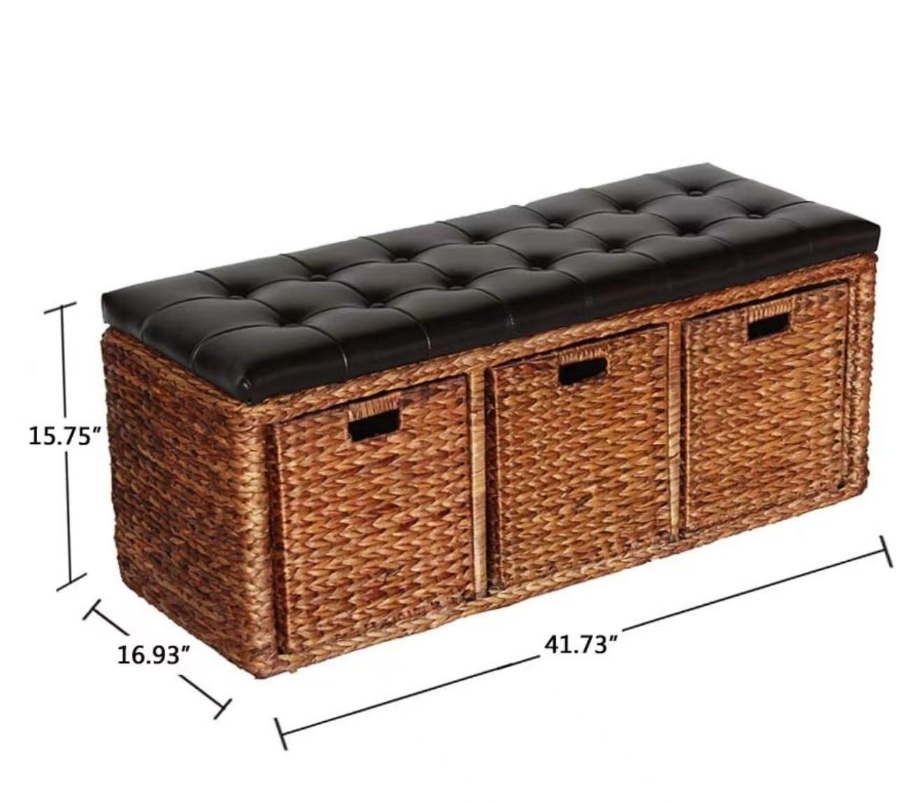 Woven Storage Ottoman – Padded Cube Footstool for Living Room, Bedroom, Hallway