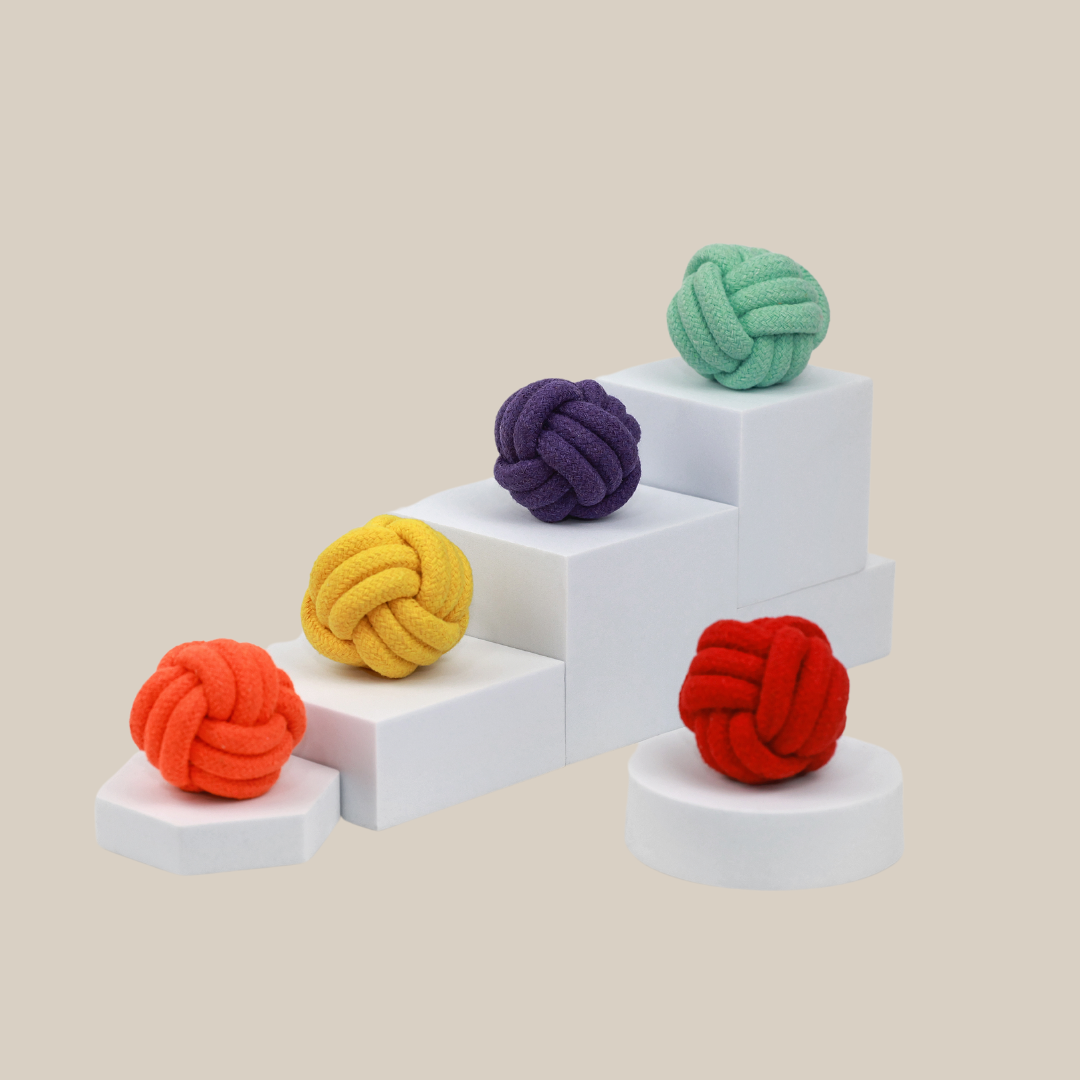 Petite Pup Rainbow Rope Ball Set