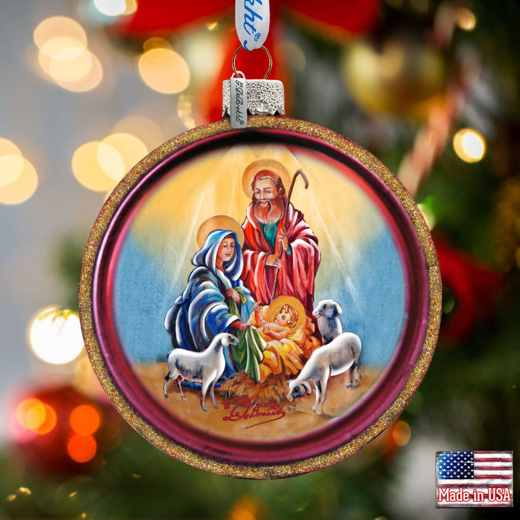 Nativity Cut Ball Glass Ornament by G. DeBrekht - Nativity Holiday Decor - 764-003
